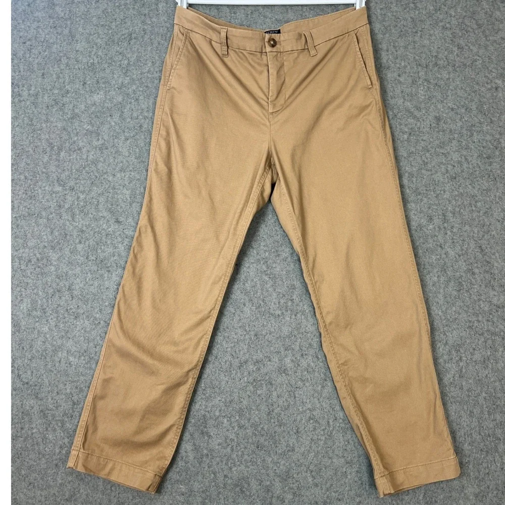 J.Crew High-Rise Girlfriend Chino Pants Khaki Tan Cotton Stretch Size 12